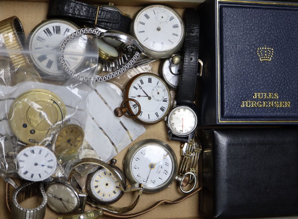 Assorted wrist watches and movements including Rotary and assorted pocket watches and movements.